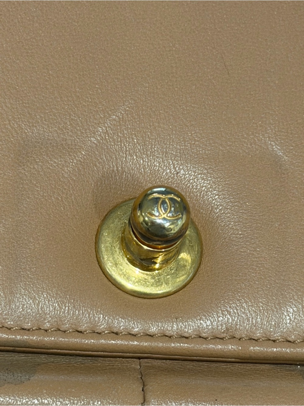 CHANEL Medium Boy Bag Quilted Leather Shoulder Bag in Tan with Gold Hardware - Picture 8 of 14